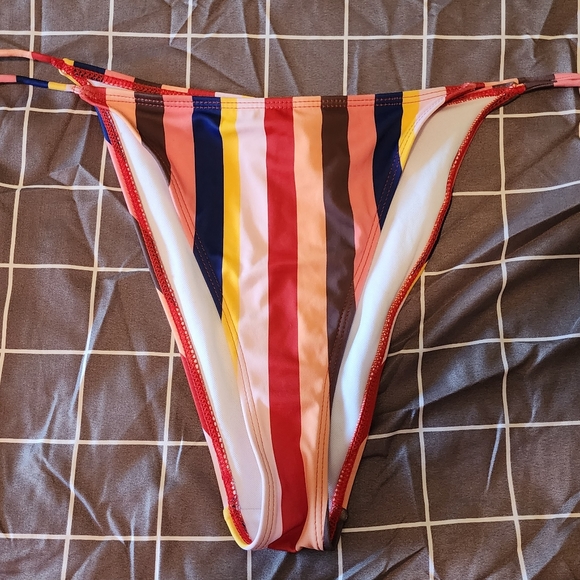 Missguided bikini bottom. Super high cut! US size 6 striped, string tie - Picture 7 of 9